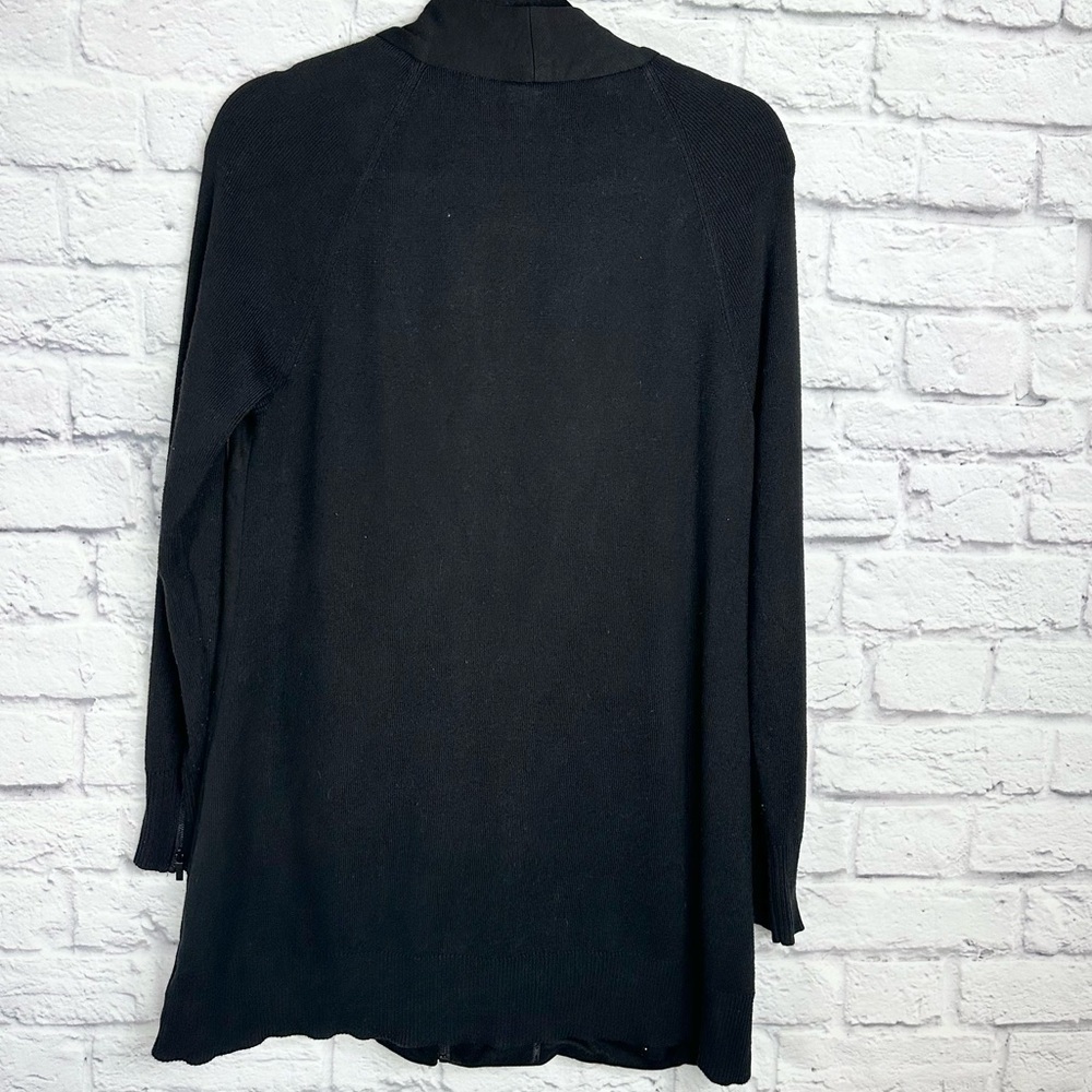 Cabi Tailor Knit Long Jacket Ponte Full Zip Faux Leather Size Small - Picture 9 of 9